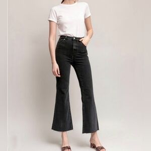 Rolla's Eastcoast Crop Flare Jeans Size 29 Washed Black Boho Minimalist Denim